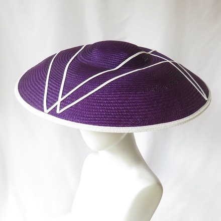 Dark Purple Dior Brim Hat with White Trim