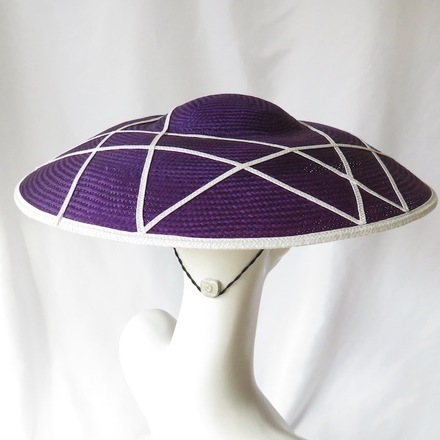 Dark Purple Dior Brim Hat with White Trim
