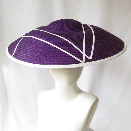 Dark Purple Dior Brim Hat with White Trim