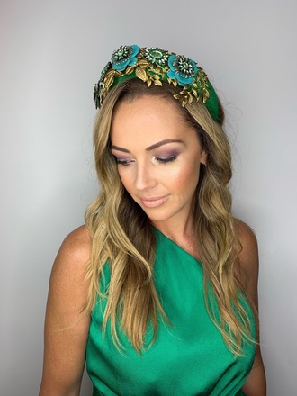 Impromptu Princess headband in Green & Teal Bag set 