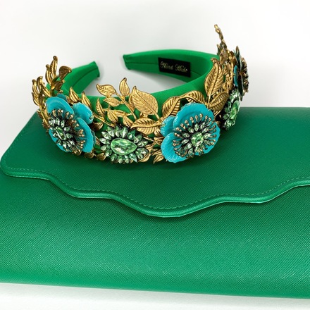 Impromptu Princess headband in Green & Teal Bag set 