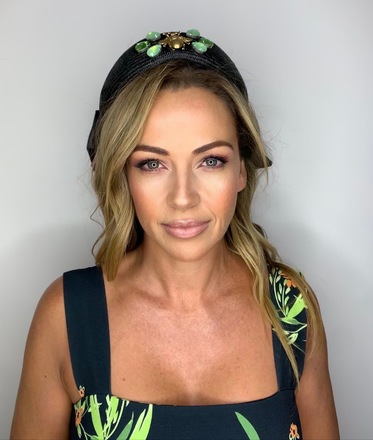 Black & Green pillbox hat with large bow