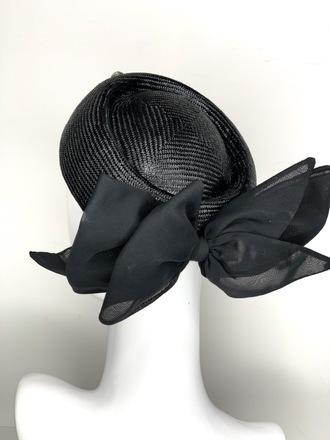 Black & Green pillbox hat with large bow