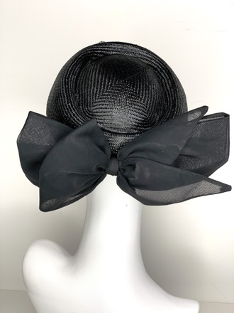 Black & Green pillbox hat with large bow