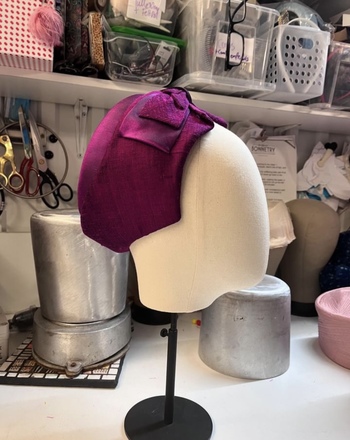 Magenta/Fuchsia Bow Vintage Pillbox