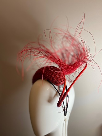 Red woven bandeau with spritz straw flower