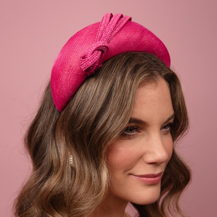 Florence Headband in pink straw with knotted trim Spring Rac