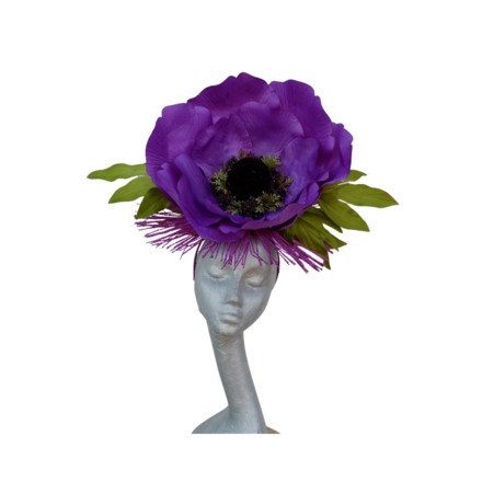Bliss - Giant Anemone Purple fascinator
