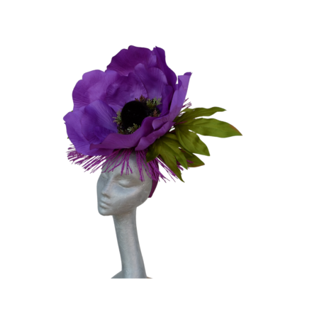 Bliss - Giant Anemone Purple fascinator