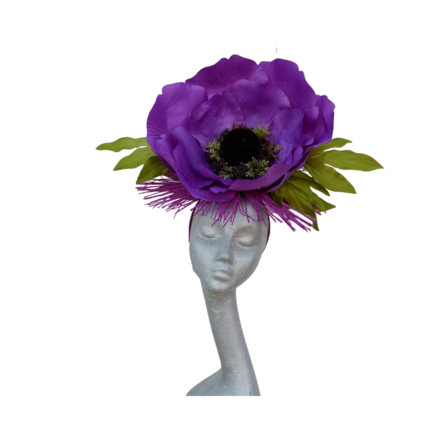 Bliss - Giant Anemone Purple fascinator