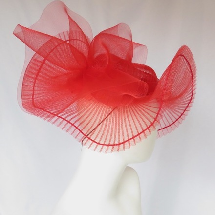 Bright Cherry Red Crinoline Big Brim Hat Headpiece