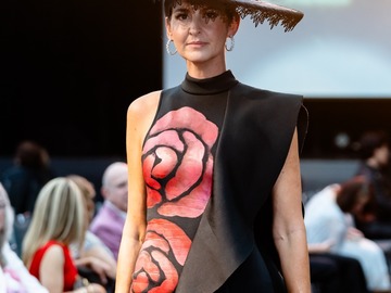For Sale: Black and red silk boater hat