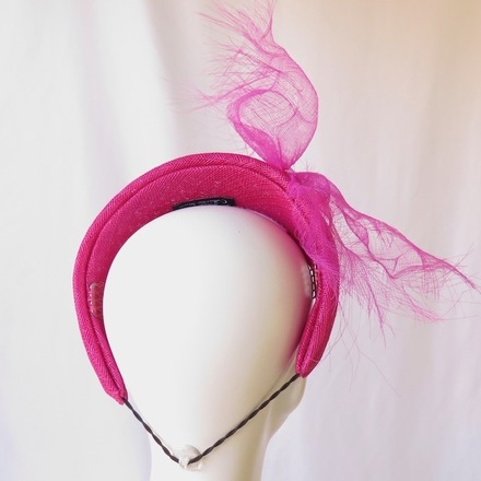 Magenta Pink Sinamay Headband Headpiece