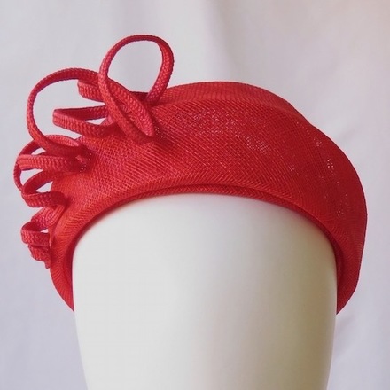 Bright Red Sinamay Headband Headpiece