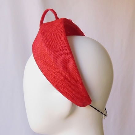 Bright Red Sinamay Headband Headpiece