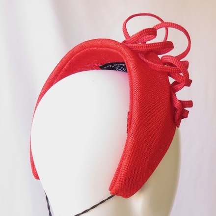 Bright Red Sinamay Headband Headpiece