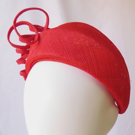 Bright Red Sinamay Headband Headpiece
