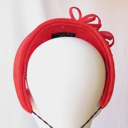 Bright Red Sinamay Headband Headpiece