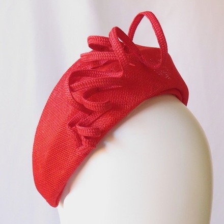 Bright Red Sinamay Headband Headpiece