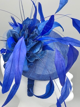 Royal Blue Feather Button Hat 