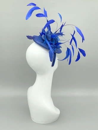 Royal Blue Feather Button Hat 