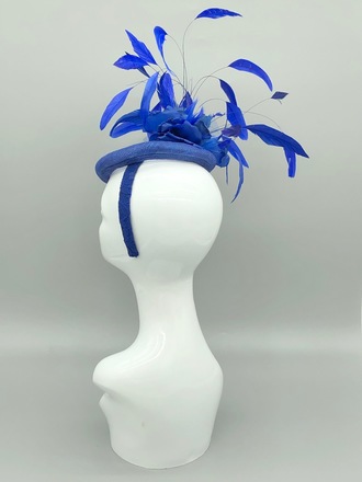 Royal Blue Feather Button Hat 