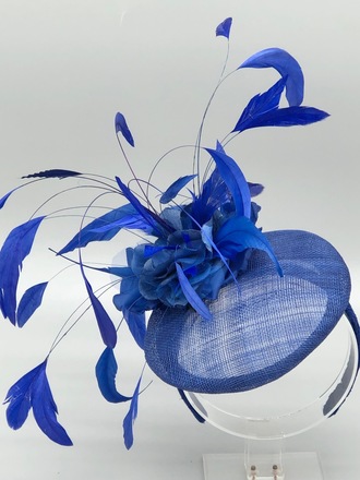 Royal Blue Feather Button Hat 