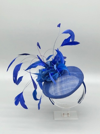 Royal Blue Feather Button Hat 