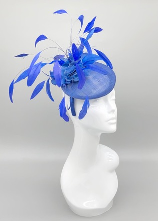 Royal Blue Feather Button Hat 