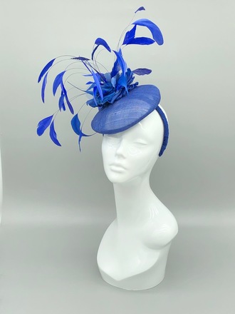 Royal Blue Feather Button Hat 