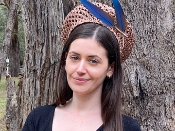 For Rent: Alla/Hand-Blocked Brown Vintage Cellophane Beret