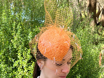 For Rent: Harlow/Orange Vintage Headpiece with Peach Stamens