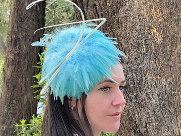 For Rent: Ivy/Chic Baby Blue Feather Fascinator - Perfect for Weddings