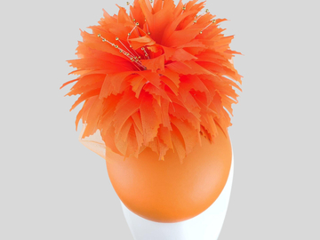 For Sale: ZULA Orange Leather Feather Hat