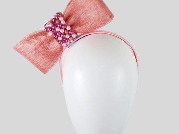 For Sale: EMILIA Coral Pink Sinamay Bow Fascinator