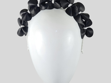 For Sale: CARLA Black & White Leather Headband Crown