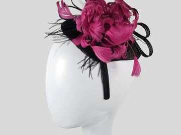 For Sale: BROOKE Purple Peony & Black Snakeskin Fascinator