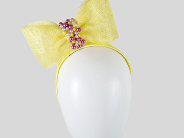For Sale: EMILIA Yellow Sinamay Bow Fascinator