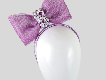 For Sale: EMILIA Lilac Purple Sinamay Bow Headband