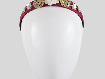 For Sale: JULIETA Red Satin Embellished Headband