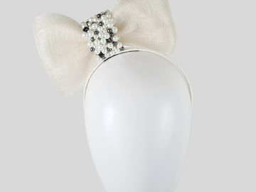 For Sale: EMILIA White Sinamay Bow Fascinator