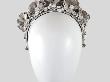 For Sale: ELENA Light Grey Velvet Floral Crown