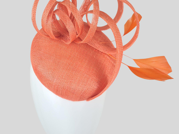 For Sale: ABRIL Mandarin Orange Sinamay Cocktail Hat