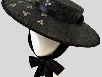 For Sale: ROSALIE Ladies Black Parisisal Brimmed Boater Hat