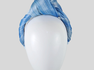 For Sale: LANA Blue Mixed Toned Silk Abaca Turban
