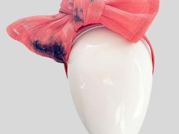 For Sale: RILEY Red Silk Abaca Bow Fascinator