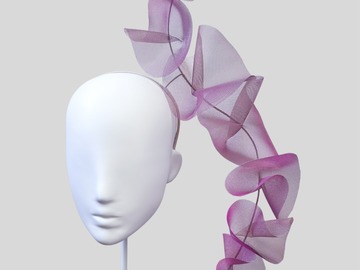For Sale: VELI LILLA DELMARE - Purple Toned Sheer Ruffle Fascinator