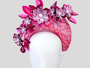 For Sale: GRACE ROSE FLORALE Pink Lace Halo Headband