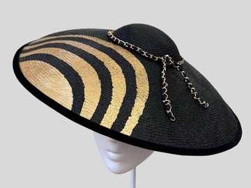 For Sale: DIOR OR NOIR Black & Gold Dior Style Brimmed Hat