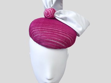 For Sale: VERANO BIANCOROSA Pink & White Cocktail Hat